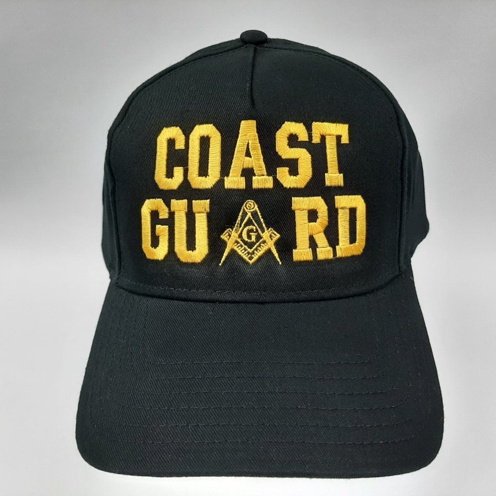 Coast Guard Mason Masonic Freemasonry Hat Cap Black 100% Cotton Strapback